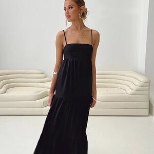 Princess Polly - Dunster Maxi Dress Black Sz 12
